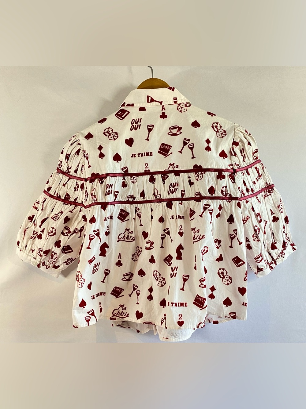 Maeve Anthropologie Leandra Paris Puff Sleeve Crop Blouse, size XS, NWT - Picture 3 of 9